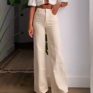 NWT. Massimo Dutti Wide-Leg Cotton Trousers Size 4